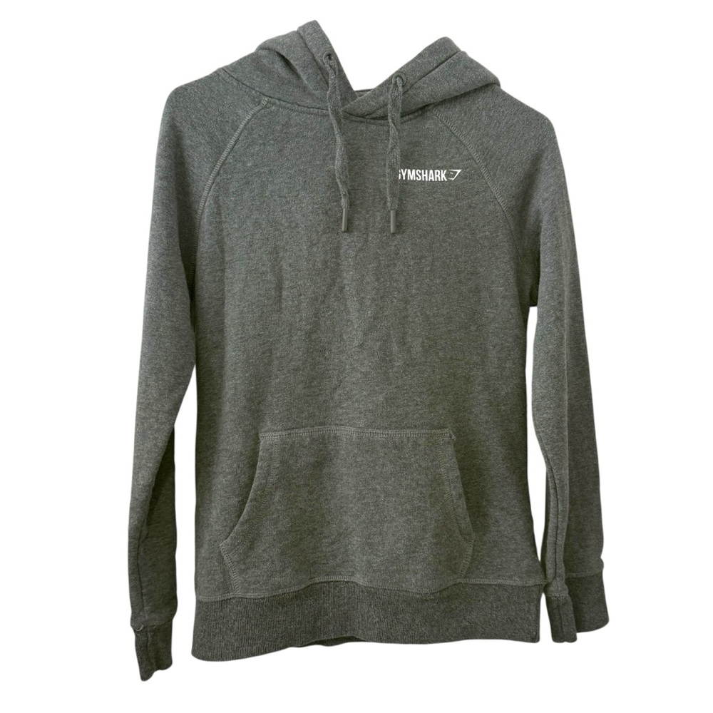Bundle of 2 Gymshark XS Gray Light Blue Logo Hoodie Fleece Pullover Sweatshirt - Picture 2 of 12